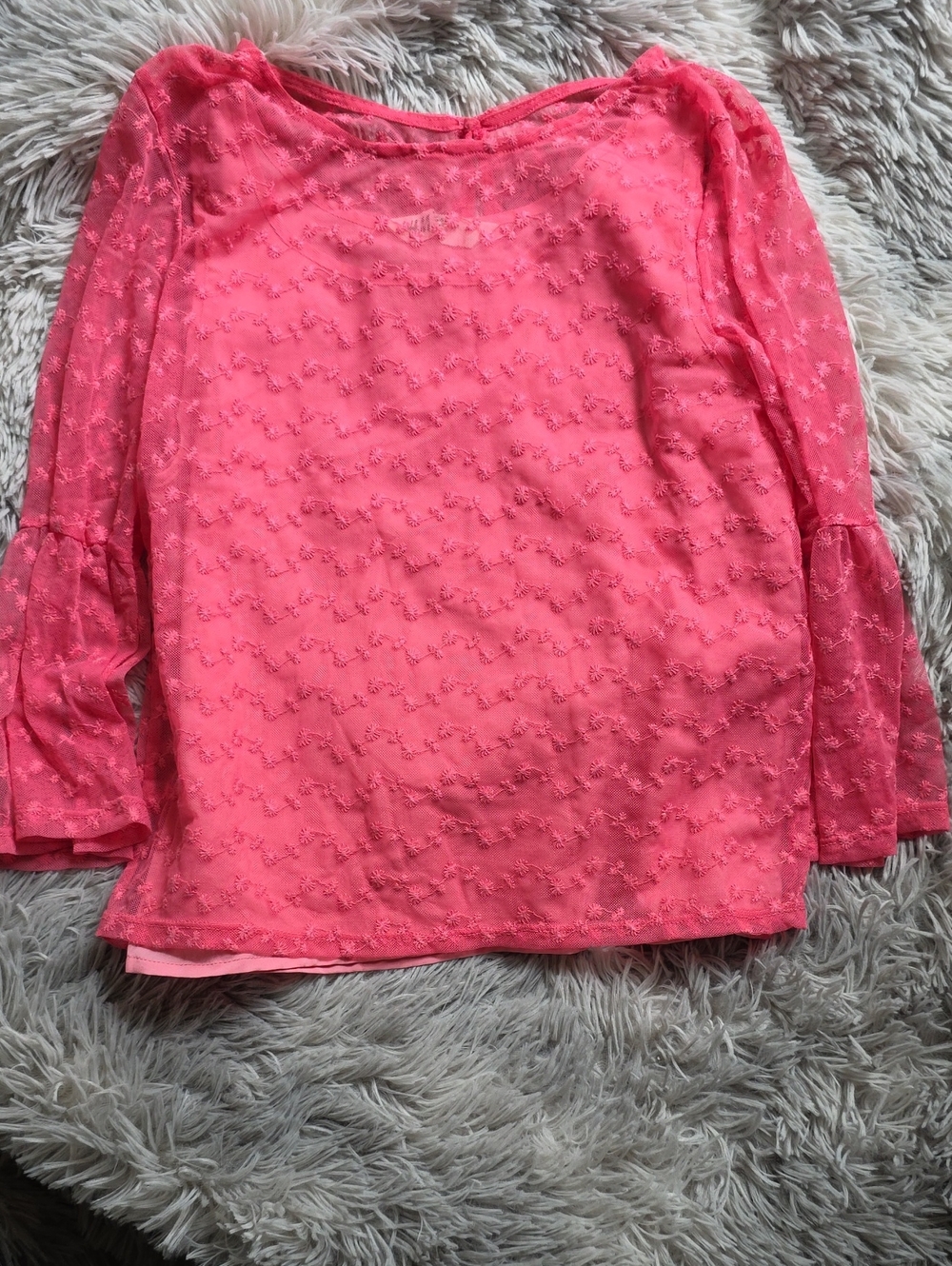 H&M Pink Sheer Embroidered Top